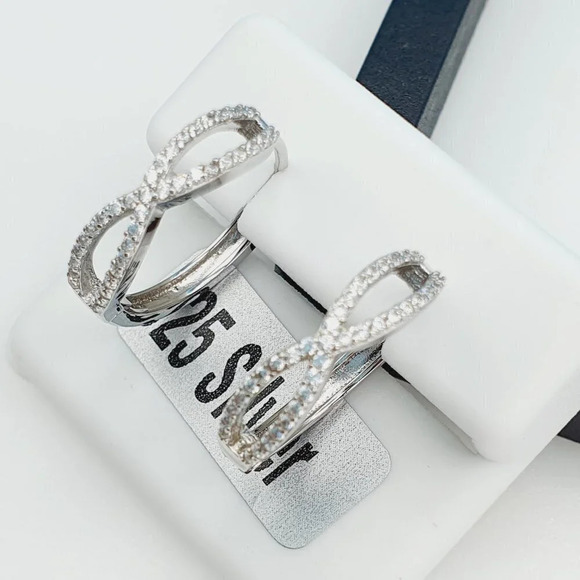 "925 Sterling Silver Cubic Zirconia Earrings, UU1P6A6129 - Picture 4 of 8